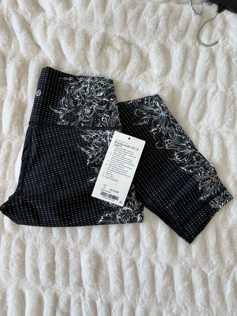 lululemon athletica Black & White Floral Pattern Leggings